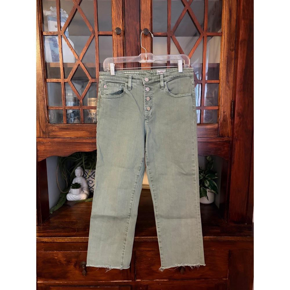 AG Adriano Goldschmied The Isabelle Button-Up Straight Crop Jeans Green 29R